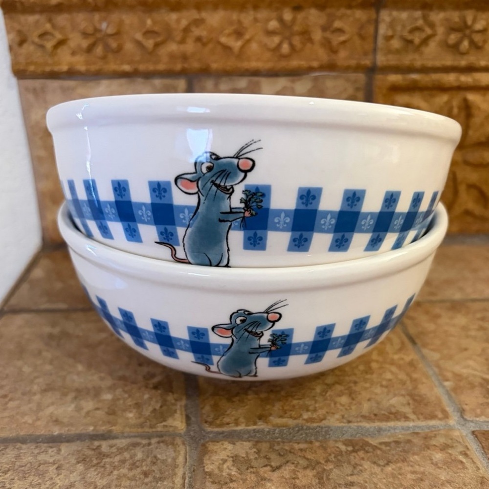 Rae Dunn Disney Pixar Ratatouille Remy Bon Appetit Cereal Bowls Set of 2